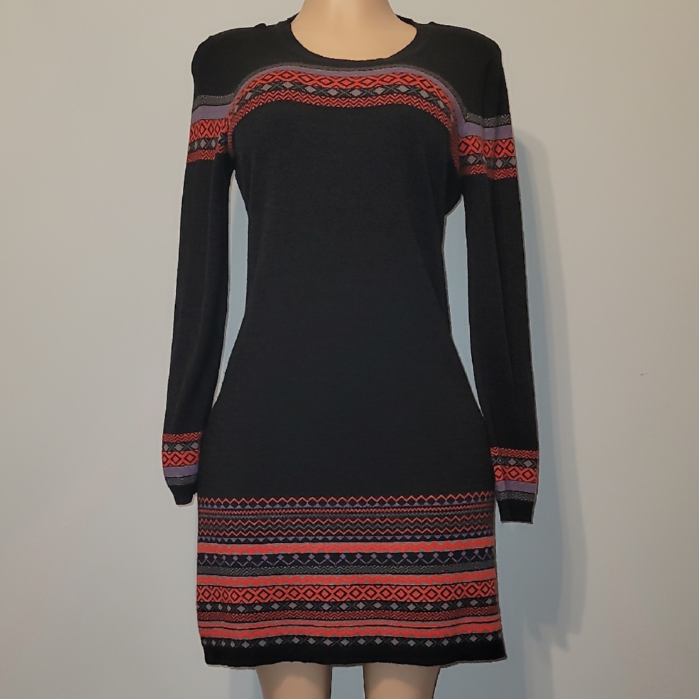 Aventura Black Dress with Red and Purple Accents